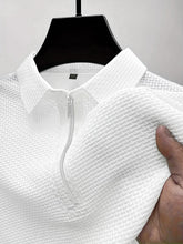 High-end Mesh Ice Silk T-shirt Half Zipper